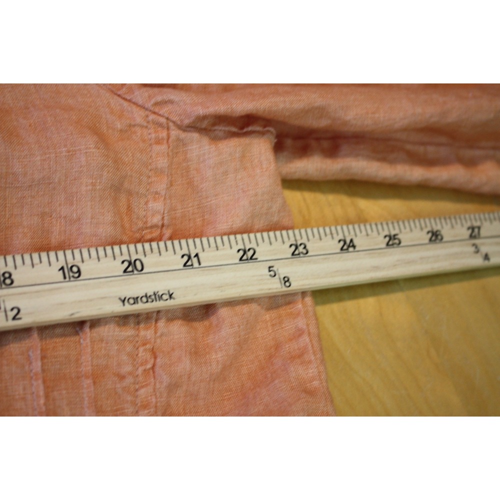 Chico's Jacket Womens Size 3 Orange Linen Button Shacket Lagenlook Art to Wear - Picture 8 of 12